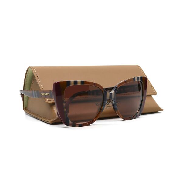 NEW BURBERRY MERYL BE4393 CHECK BROWN/BORDEAUX AUTHENTIC SUNGLASSES - Picture 13 of 14